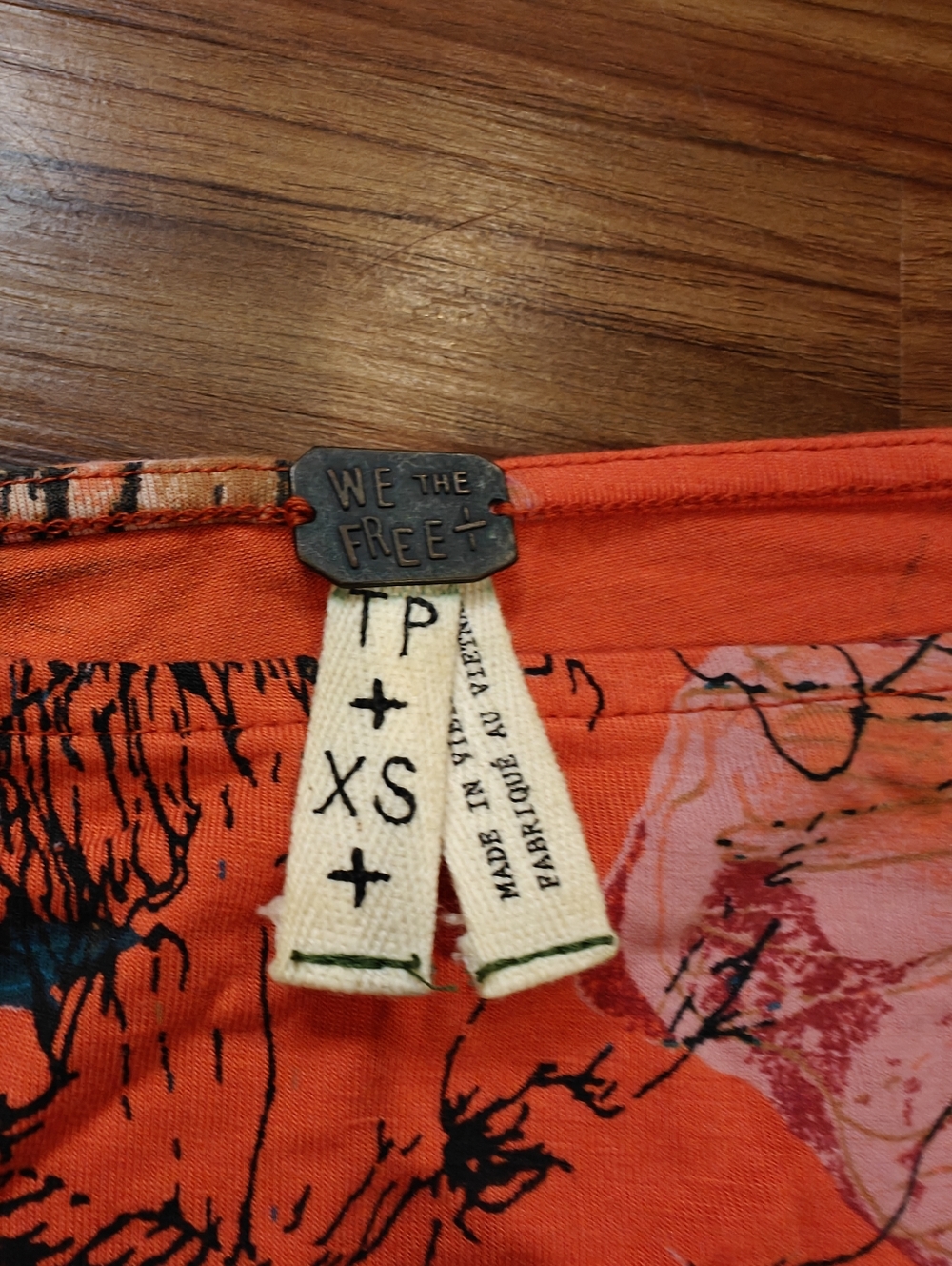 Free People Birds of Paradise Coral Orange Floral Print Top - Picture 2 of 11